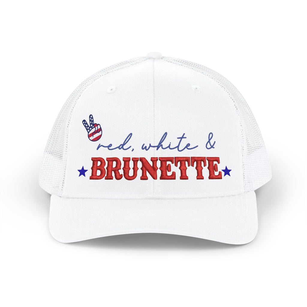 Red White & Brunette Snapback Trucker Cap